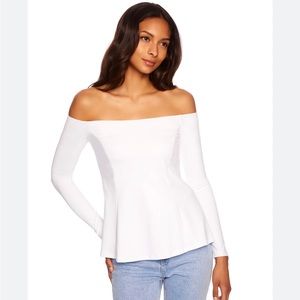 Bright White Susanna Monoco off the shoulder nylon/spandex tunic nwot